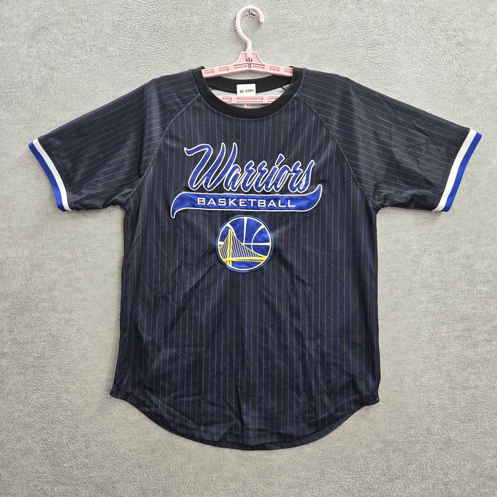 Golden State Warriors‎ Men Shirt L Black NBA Pinstripe Stephen Curry #46 Logo